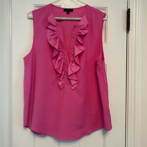 J. Crew Vibrant Pink Ruffle Blouse